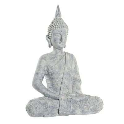 FIGURINE RÉSINE 28X19X41 BOUDDHA GRIS CLAIR FD195181