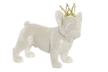 FIGURINE RÉSINE 21X10X18 CHIEN COURONNE BLANCHE FD202534 1