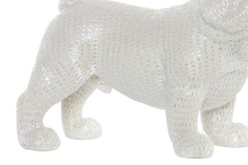 FIGURINE RÉSINE 21X10X18 CHIEN COURONNE BLANCHE FD202534 3