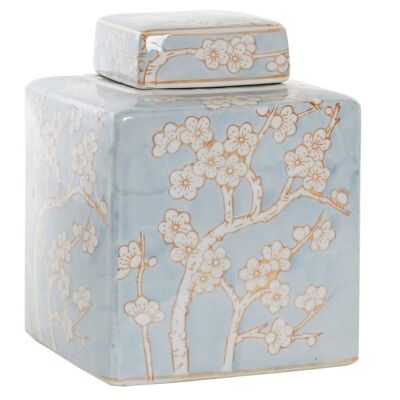 VASE PORCELAINE 15.5X15.5X21.5 FLEURS BLEUES LD190188