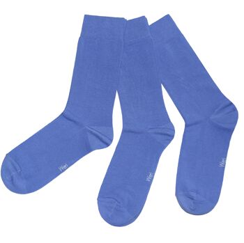 Ensemble de 3 paires de chaussettes basiques pour hommes >>Bleu Baja<< Chaussettes en coton de couleur unie 2
