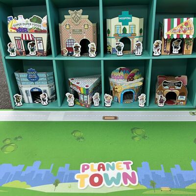 Planet Town Cardboard Playsets including 2 Characters