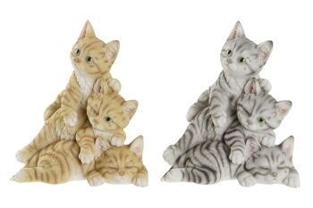 FIGURINE EN RÉSINE 20X17X23.5 CHATONS 2 ASSORTIMENTS. FD195196 1