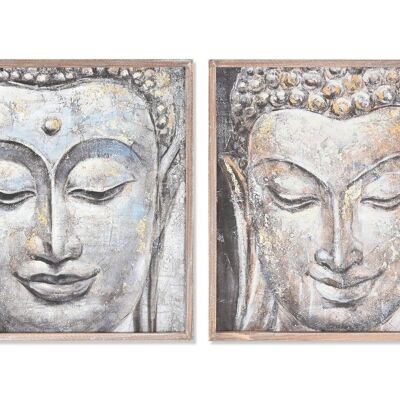 QUADRO IN MDF TELA 60X3X60 BUDDHA CON CORNICE 2 ASSORTIMENTI. CU204597