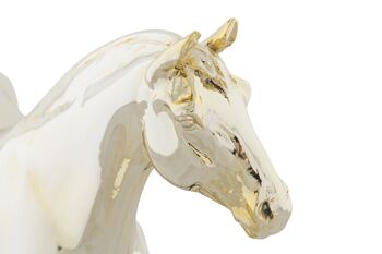 FIGURINE RÉSINE 30X11,5X26 CHEVAL MÉTALLIQUE DORÉ FD202539 2