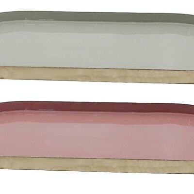 CENTRE DE TABLE EN FER 35X13X3 LAQUE 2 ASSORTIS. LD206177