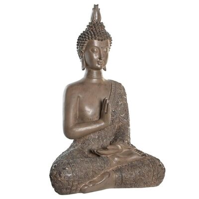 FIGURINE EN RÉSINE 33X19X48 BOUDDHA GRIS FD205578