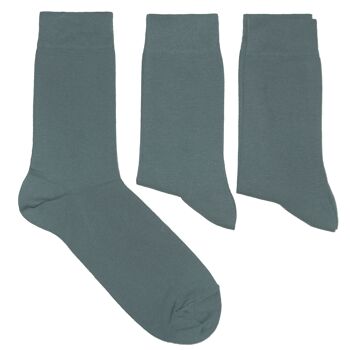 Ensemble de 3 paires de chaussettes basiques pour hommes >>Bleu de bain<<, chaussettes en coton de couleur unie 1