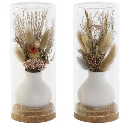 GLASS DRIED FLOWER DECORATION 8.5X8.5X20 2 ASSORTED. DH204525
