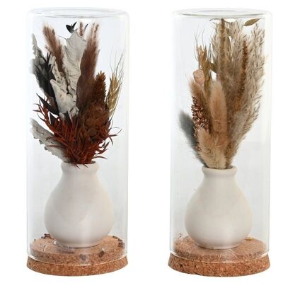 GLASS DRIED FLOWER DECORATION 8.5X8.5X20 2 ASSORTED. DH204526