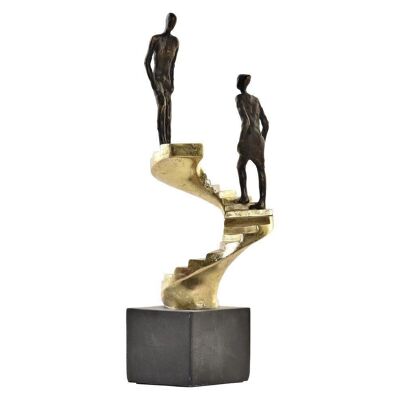 FIGURA RESINA 14X14X41,5 ESCALERA PERSONAS DORADO FD195219