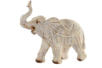 FIGURINE RÉSINE 27X12X24,5 ÉLÉPHANT DÉCAPÉ BEIGE FD186292 1