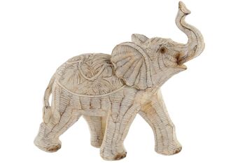 FIGURE RÉSINE 19X8X18 ÉLÉPHANT DÉCAPÉ BEIGE FD186293 1