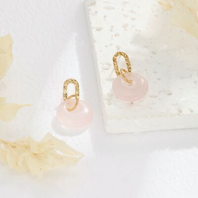 Boucles d'oreilles ovale roses