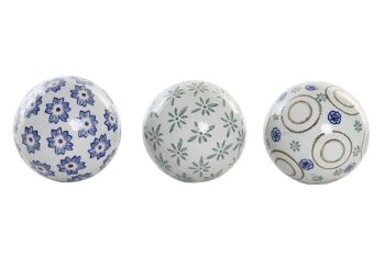 BOULE DÉCOR PORCELAINE 10X10X10 FLEURS 3 ASSORTIS. DH190201 1