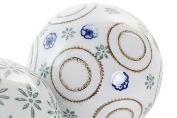 BOULE DÉCOR PORCELAINE 10X10X10 FLEURS 3 ASSORTIS. DH190201 3