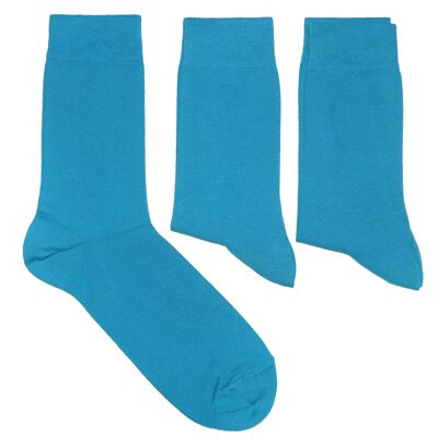 Conjunto de 3 pares de calcetines básicos para hombre >>Diva blue<< Calcetines business de algodón de color liso