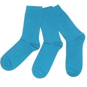Ensemble de 3 paires de chaussettes basiques pour homme >>Bleu diva<< Chaussettes unies en coton business 2
