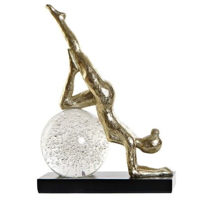 FIGURE RESIN CRYSTAL 23X12X32 GIRL YOGA GOLDEN FD189782