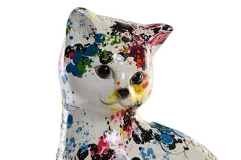 FIGURINE EN RÉSINE 13,5X9,5X23 CHAT MULTICOLORE FD202700 2