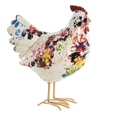 FIGURA IN RESINA 15X9,2X18 GALLINA MULTICOLORE FD202701