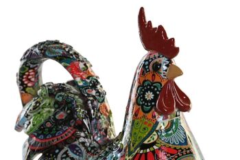 FIGURINE EN RÉSINE 16,4X9X24 COQ MULTICOLORE FD202704 2