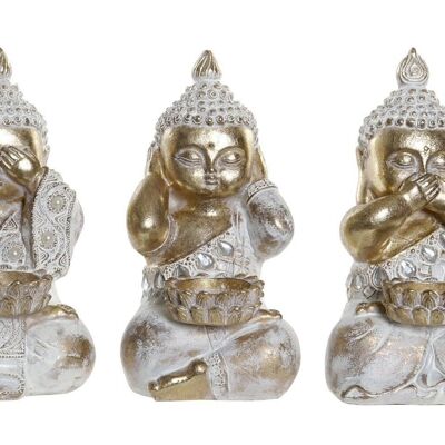 FIGURINE EN RÉSINE 10X9X17 BOUDDHA DÉCAPÉ 3 ASSORTIMENTS. RF181527
