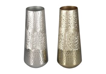 VASE ALUMINIUM 15X15X36,5 GRATTE 2 ASSORTIMENTS. LD207709 1