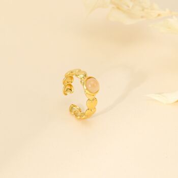 Bague avec pierre rose contour feuille 2