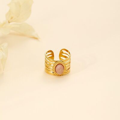 Anillo grande perla rosa