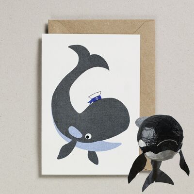 Cartes ballons en papier japonais (paquet de 6) - Baleine