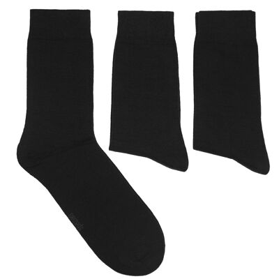 Basic-Socken für Herren im 3er-Set >>Schwarz<< Einfarbige Business-Baumwollsocken