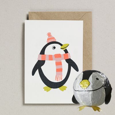 Tarjetas de Globos de Papel Japoneses (Pack de 6) - Pingüino