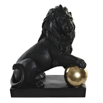 FIGURINE RÉSINE 38X25X44 LION NOIR RF181551