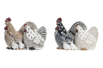 FIGURINE EN RÉSINE 15X15X12 POULES 2 ASSORTIMENTS. FD195449 1