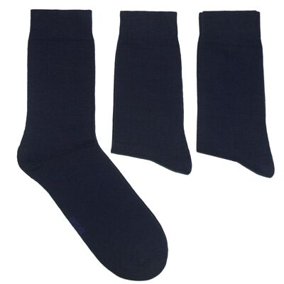 Ensemble de 3 paires de chaussettes basiques pour homme >>Bleu marine<< Chaussettes en coton uni