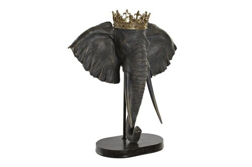 FIGURA RESINA 49X26,5X57 ELEFANTE CORONA GRIS RF181558