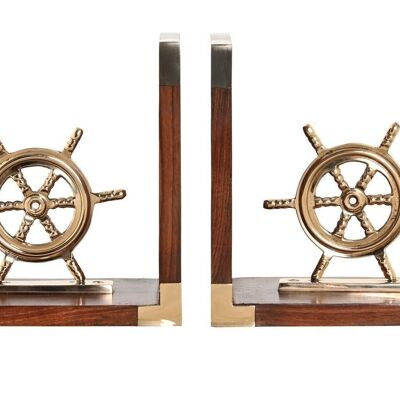 BOOKENDS SET 2 BRASS SHEESHAM 30X10X16 RUDDER DH205669