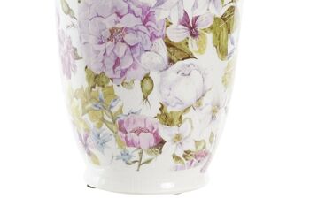 VASE GRÈS 13X13X35 FLEURS BLANCHES LD192812 3