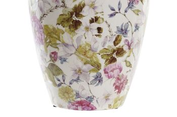 VASE GRÈS 18X18X25 FLEURS BLANCHES LD192813 3