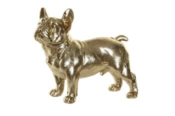 FIGURINE RÉSINE 39X17X31,5 CHIEN BULLDOG DORÉ RF181565 1