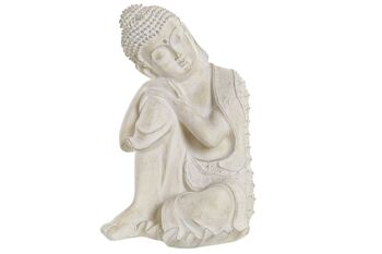 FIGURINE RÉSINE 17X17X26 BOUDDHA DÉCAPÉ GRIS RF181794 1