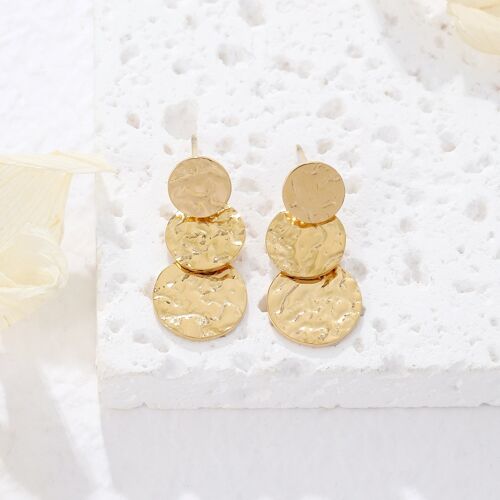 Boucles d'oreilles triple ronds martelés