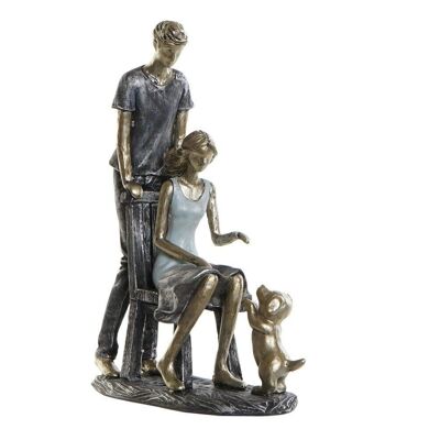 FIGURINE EN RÉSINE 17,5X7,5X24,5 COUPLE DE CHIEN BLEU FD189912