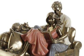 FIGURINE EN RÉSINE 22X11X16,5 DORÉ CANAPÉ COUPLE FD189915 2