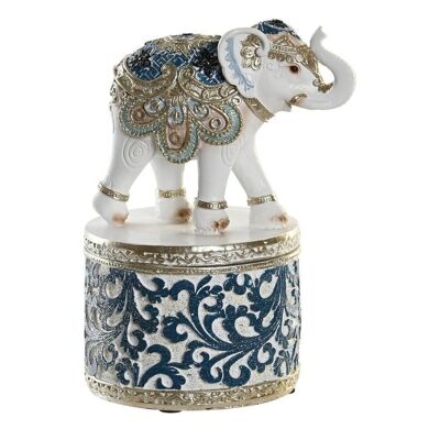 FIGURINE RÉSINE 9X9X16 ÉLÉPHANT BLEU FD202730