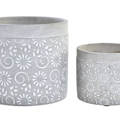 PLANTER SET 2 CEMENT 17X17X15 STARS GRAY MC193881