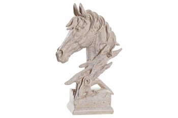 FIGURINE RÉSINE 21X15X42 CHEVAL BEIGE FD195719 1