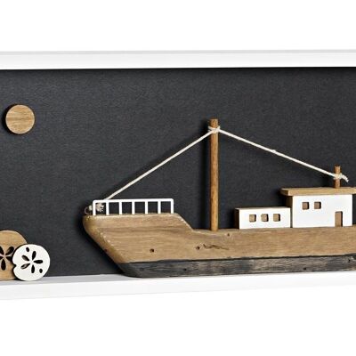 WOODEN DECORATION 40X3,5X20 WHITE BOAT LM194641