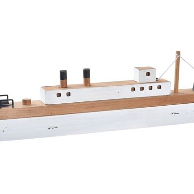 WOODEN DECORATION 59X6X16 WHITE BOAT LM194646